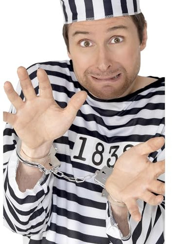 Halloween! Smiffys Plastik-Handschellen, Silber, mit Schlüssel und Sicherheitsfreigabe