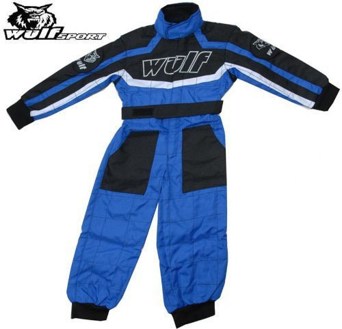 Bambini 1 Pezzo Suit: WULFSPORT ATV MX QUAD Tuta 1 Pezzo Tuta Juniores di Corsa, Jersey + Pantaloni Bambini (Blu) (XS (3-4 Anni))