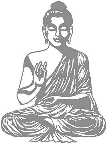 Samunshi® Wandtattoo Buddha Wandsticker 74 x 100cm mittelgrau