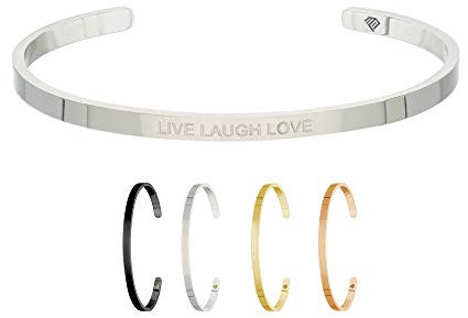Max Palmer | Armband/Armreif mit Spruch - Gravur LIVE Laugh Love [01.] - Silber