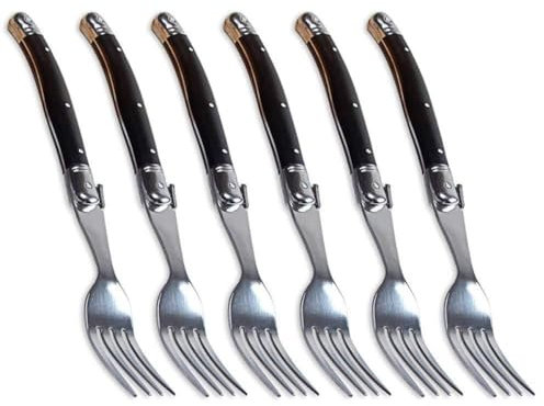 YEZINB Laguiole Style Black Steak Gabel Edelstahl Dinner Gabeln Kunststoffgriff Tischgabel Four Times Table Geschirr 2/4 / 6pcs, 4 PCS