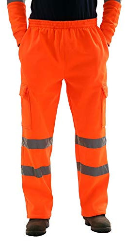 Hamishkane® Herren Hi Vis Fleece Joggers, Seitentaschen Warnschutzhose Herren, Reflexstreifen Warnhose, Sicherheitshose