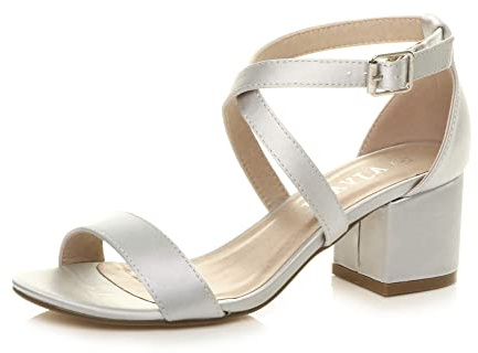 AJVANI Womens ladies mid low block heel peep toe ankle strap strappy party sandals size