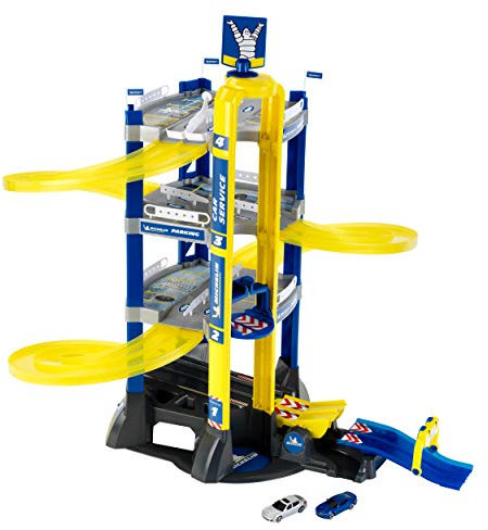 Theo Klein 3400 Garage Michelin Service 4 Niveaux - Garage Comprenant des Voitures Un Pont Basculant et Une Rampe D'Arrivée - Dimensions : 765 cm X 62 cm X 755 cm Jouet pour Enfants Partir de 3 Ans