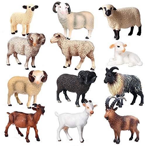 JOKFEICE Tierfiguren 12 Stück Realistische Kunststoff Schafe Figuren Set Beinhaltet Shropshire Schafe Wissenschaft Projekt, Lernen Pädagogisches Spielzeug, Geburtstag Geschenk für Kleinkinder