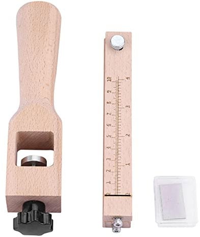 Eddwiin Strumenti da taglio in Cuoio,Taglierina Regolabile Cuoio, Utensile da taglio regolabile con cinturino in pelle a mano in legno Utensile da taglio fai-da-te con 5 lame