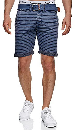 Indicode Herren Arroyo Shorts Chinoshorts aus 98% Baumwolle mit Gürtel