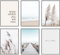 Hambient Poster Set, Wohnzimmer Deko Schlafzimmer, Zimmer - Wanddeko, Wandbilder - 6 Aesthetic Bilder 21x30 cm OHNE Bilderrahmen (Pampasgras Meer Strand)