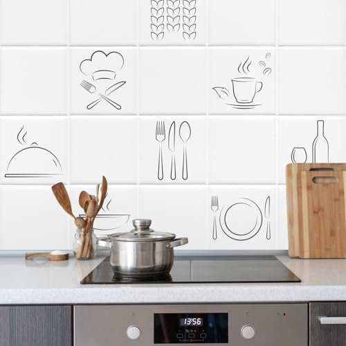 FoLIESEN Küchenrückwand Wand Deko - Fliesenaufkleber für moderne Küche - selbstklebend & wasserfest - Bild-Motive Kitchenworld, .:20x25 cm / 16-tlg. Set