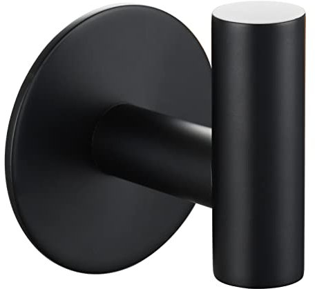 Tecmolog Gancho Toalla Baño Adhesivo Negro Acero Inoxidable Perchero Pared Moderno sin Taladro, SBH235B