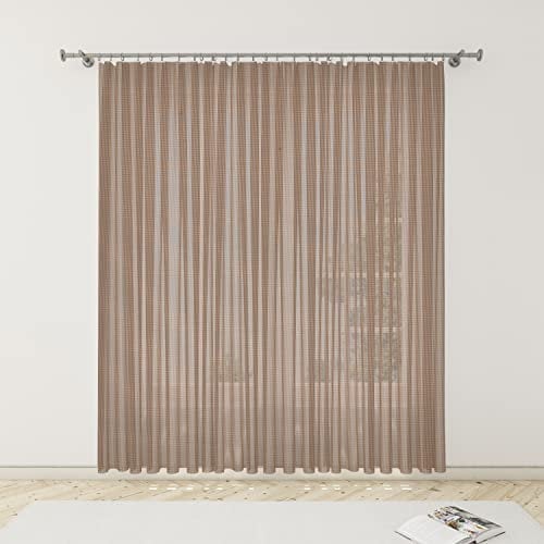 HOME ZEN HOUSEHOLD LINEN Tenda ZANZARIERA Mosquito Rete FITTA con Frange E Anelli Inclusi retinata (150X250CM, MARRONE)