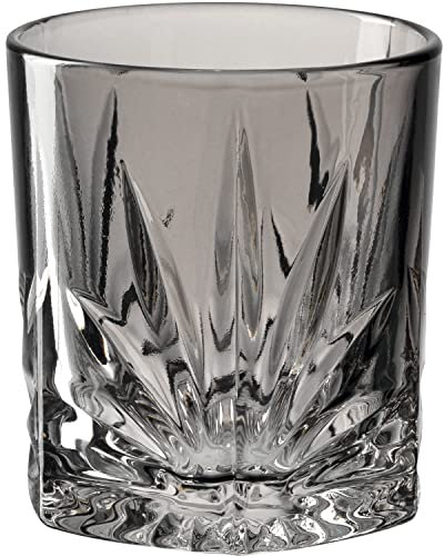 Leonardo Capri Trink-Glas 1 Stück grau, spülmaschinenfestes Saft-Glas mit Relief Facetten-Schliff, buntes Wasser-Glas, Becher aus Glas, 220 ml 022358