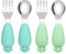 Vicloon Ensemble de Couverts pour Bébé,4pcs Fourchette et Cuillère Enfant Prise Facile Acier Inoxydable pour Tout-Petit Stensiles d'apprentissage Parfaits