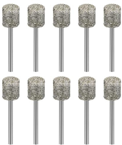 CYLBAQ 10pcs Diamond Grinding Burr Set, 1/8 Shank Diamond Burr Bits for Dremel Rotary Tool Accessories, 46 Grit Coarse Sand Grinding Bits for Stone Rocks Ceramic Glass Carving Polishing Engraving