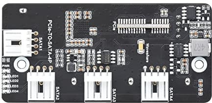 Waveshare PCIe to 4-Ch SATA 3.0 Expander 6Gpbs High-Speed SATA Interface Supports CM4