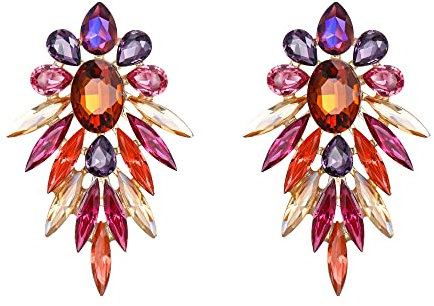 EVER FAITH Vintage-Stil Ohrstecker Strass Kristall Hochzeit Abschlussball Party Blumen Tropfen Ohrringe für Damen Mädchen Bunt