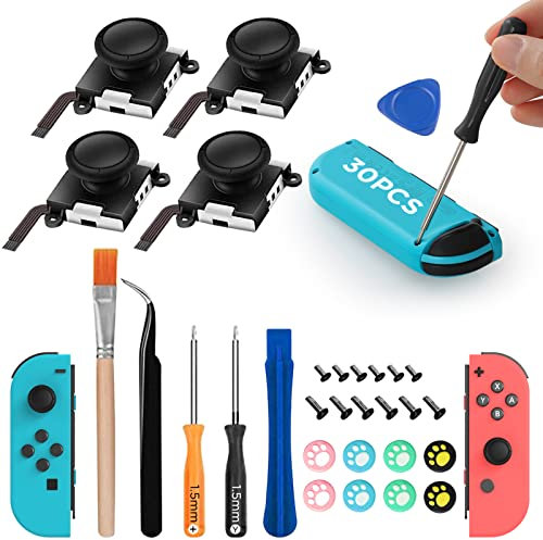 GeeRic 30PCS Joycon Joystick Replacement, Joycon Repair Kit Compatible with Switch OLED Joy Con Controller NS Repair Tool Joystick Replacement Parts Set Compatible with Switch