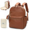 MISS FONG Changing Bag Baby Changing Bags, Nappy Changing Bags with Refillable Bottle Keychain, Pram Clips and Changing Mat,Leather Changing Bag Baby Backpack Bag Diaper Bag For Mum-Brown