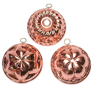 CREARTISTIC100% Made in Italy - 3er-Set geometrische Dekorationen – aus reinem Kupfer – Größe 11 x 11 cm – auch als Schokoladenform, Pudding, andere Süßigkeiten – Haushaltsgegenstände