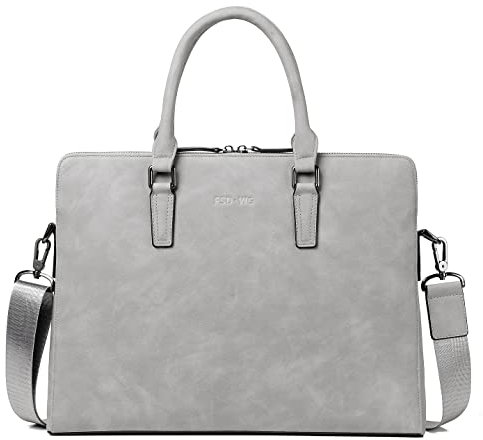 FSD. WG Borsa da lavoro in pelle Borsa a tracolla resistente all'acqua Business Travel Valigetta per uomo, Grigio, Large