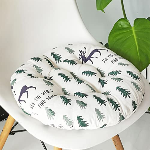 Lukery Stuhlkissen rutschfeste, Waschbare Leinen Weiche Rund Sitzkissen Komfort Stuhlauflage als Stuhl Kissen für Outdoor & Indoor Gartenstuhl, Küche oder Esszimmerstuhl (40x40cm,Lila Hirsche)