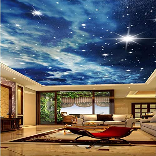 ZONOKI Papiers Peints de Ciel éToilé Nuages éToiles, Plafond Voie LactéE Bleue Panoramique Papier Peint Photo, Mural Poster GéAnt 3D - pour Salle De Chambre à Coucher SéJour Enfant 150 x 100 cm