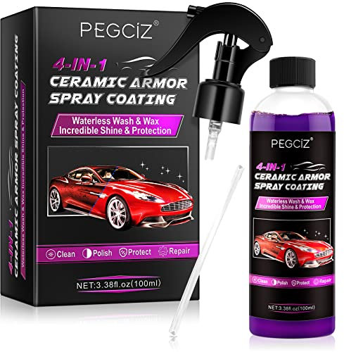 Spray de revestimiento de coche 4 en 1, 100 ml, limpiador de arañazos y lavado de coches sin agua, spray de cera en espray de revestimiento de cerámica, aerosol para pulido de cera para coches y