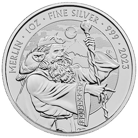 Generisch Myths & Legends Merlin 1 Unze Silbermünze 2023 NEU, 999,9/1000 31,1g