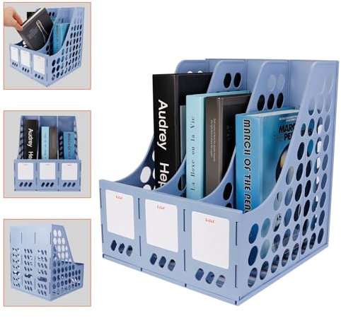 Eagle Porte-revues à 3 compartiments – Organiseur en plastique robuste – Séparateur de documents de bureau pour bureau, maison ou étude