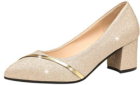 Damen Schuhe Elegant Mary Janes Pumps Dirndl Blockabsatz Gold High Heels Größe Hochzeit Halbschuhe Trachtenschuhe Bequem Spitz Tanzschuhe Breite Füße Frühling Hohe Absatzschuhe