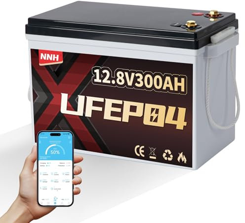 NNH Lifepo4 300AH 12V Batterie Bluetooth,Mini Lithium Batterie 12V 300AH mit 200A BMS Sicherheitsschutz,8000 Zyklen Deep Cycle,Perfekt für Wohnwagen,Wohnmobil,Solar