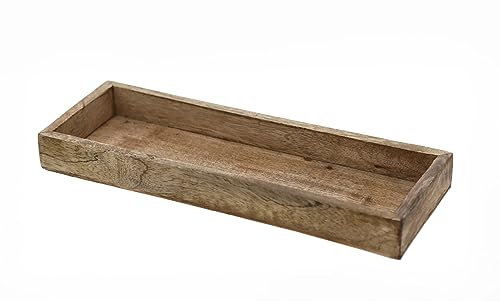 Mango Dekoschale eckig - groß / 40 x 18 cm - Holz Kerzentablett mit Rand - Holzschale Tischdeko Kerzenschale Holztablett Kerzenteller Deko Tablett