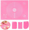 40x30cm Backunterlage Antihafte Backmatte, rutschfeste Silikon Groß Teigunterlage Ausrollmatte Silikonmatte Fondant Pizza Teigmatte Fondant Matte mit Messungen, Baking Mat mit Teigschneider(Rosa)
