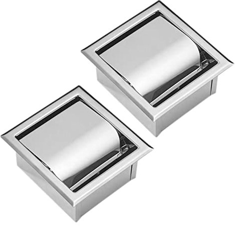 Feriany Lot de 2 porte-papier toilette encastrables en acier inoxydable - Pour salle de bain