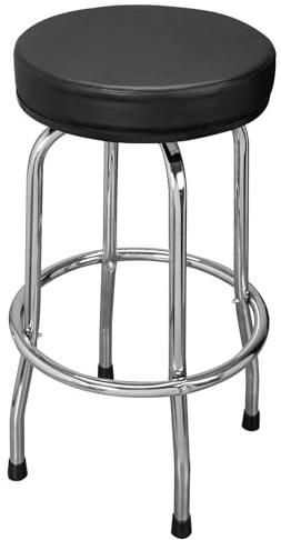 Torin ATRP6185B-1 Swivel Bar Stool: Padded Garage/Shop Seat with Chrome Plated Legs, Black
