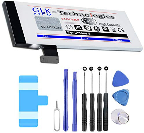 Verbesserter Ersatzakku | Accu Kompatibel mit iPhone 5 | Original GLK-Technologies Battery | 1470 mAh | inkl. Werkzeug Set | Reparaturset NEU