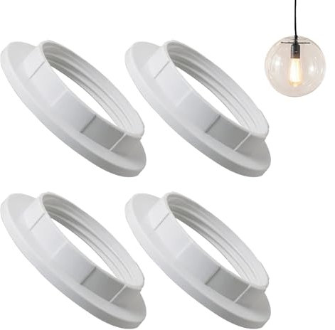 4 Pcs Lampshade Reducer Ring, E14 Lamp Holder, Lamp Shade Adaptor Rings, Plastic Replacement Ring for Table Lamp, Bulbs Lamp, Lights (White)