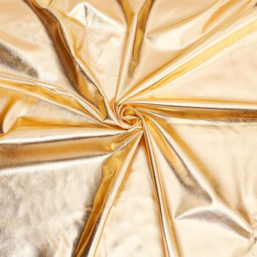 MAYJOYDIY Goldfarbener Glitzernder Hologramm Spandex Stoff 1×1.5m Glänzender Spandex Stretchstoff Zum Selbermachen Weihnachtsbasteln Nähen Kostüm Bühnenauftrittskleidung Partydekor