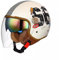 QJWMatic Retro-Motorradhelm Mit Offenem Gesicht Jethelm Halbe Helme Mit Doppelvisier Damen Und Herren Mopedhelme DOT/ECE-Geprüft B,52-60CM