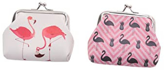 PACKOVE 2pièces Porte-Monnaie À Motif Flamant PU pour Femme pour Monnaie Clés Et Petits Cosmétiques Style Aléatoire
