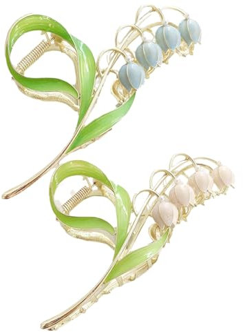 Lily Hair Clips Orchid Hairpin Lily of the Valley Hair Clip, Metal Hair Clips Lily Hair Clip Orchid Flower Hair Clips Women Elegant Hair Claw Vintage Hair Clips Accessories