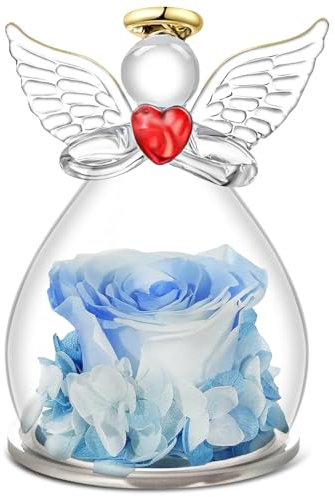 Qinqinxin Rose Eternelle Cadeau Fete des Meres, Fleur Eternelle avec Ange Figurine Cadeau pour maman, Original Cadeau Fete des Meres Cadeau Maman,Cadeau Anniversaire Femme,Cadeau Mamie,Ange Décoration