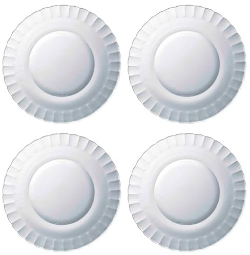 Tradineur - Pack de 4 Platos Llanos - Modelo París - Ø 23 cm - Vidrio - Apto para lavavajillas y microondas - Ideal para el hogar, Cocina y hostelería