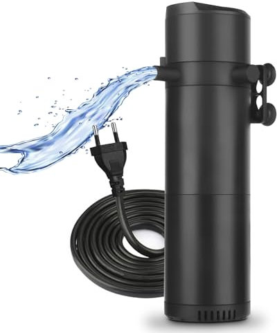 ITIY Aquarium Innenfilter für 300-500L Aquarien, Einstellbarer 25W 2000L/H Aquariumfilter mit doppeltem Wasserauslass & Belüftung