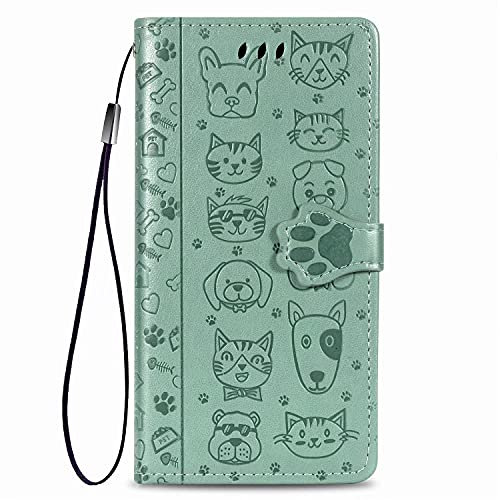 for Sony Xperia 10 VI 2024 Case Flip Cover PU Leather Shock-Absorption Wallet Cat Dog Magnet Closure Card Slot Holders Stand Function Silicone Bumper Shockproof Case for Sony Xperia 10 VI 2024 green