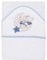 various Baby-Badetuch mit Kapuze, Frottee, 100 % Baumwolle, Maße 100 cm x 100 cm, Babyhandtuch mit Kapuze, weich und saugfähig, mit einem liebevollen Design, Weiß/Blau