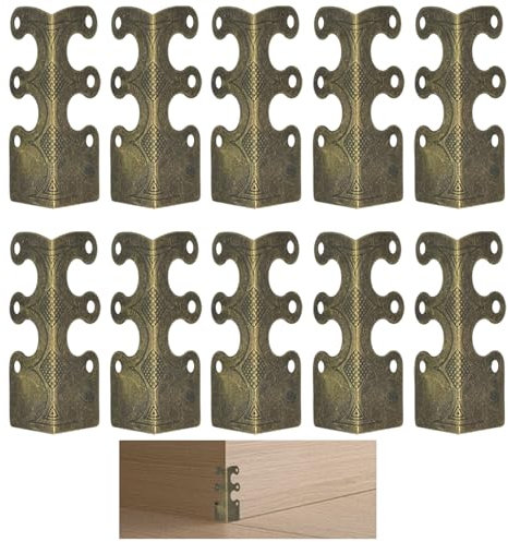 10 Pcs Vintage Metal Corner Protector - Metal Baseboard Corner Protectors, Decorative Corner Brackets Vintage Skiffers Edges Corner Guards for Home Box Furniture Wall Skirting Board Corners (Bronze)