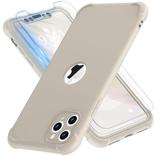 ORETECH für iPhone 11 Pro Max Hülle Silikon mit Schutzfolie,Stein | Militärschutz Stoßfest Kratzfest Handyhülle für iPhone 11 Pro Max, Vollständiger Kameraschutz, Vorne und Hinten Schutz Case