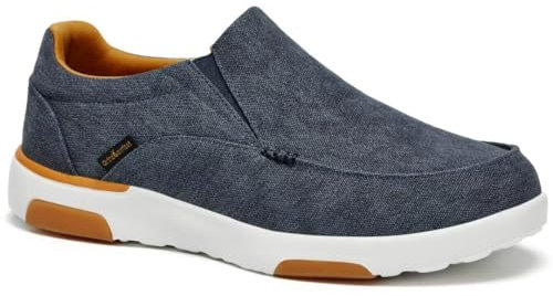 Mocasines con Soporte para el Arco para Hombre, Zapatos para Caminar sin Cordones: Zapatos con Soporte, Ligeros, Acolchados, sin Cordones, Zapatillas Casuales de Lona Suave