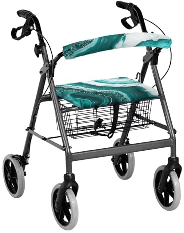 Vanideaoty Marbler Rollator Sitz- und Rückenlehnenbezüge, einfach zu installieren, Drive Rollator Zubehör mit Gummiband Lauflernhilfe Zubehör für Senioren mit Sitzgeschenkbezügen
